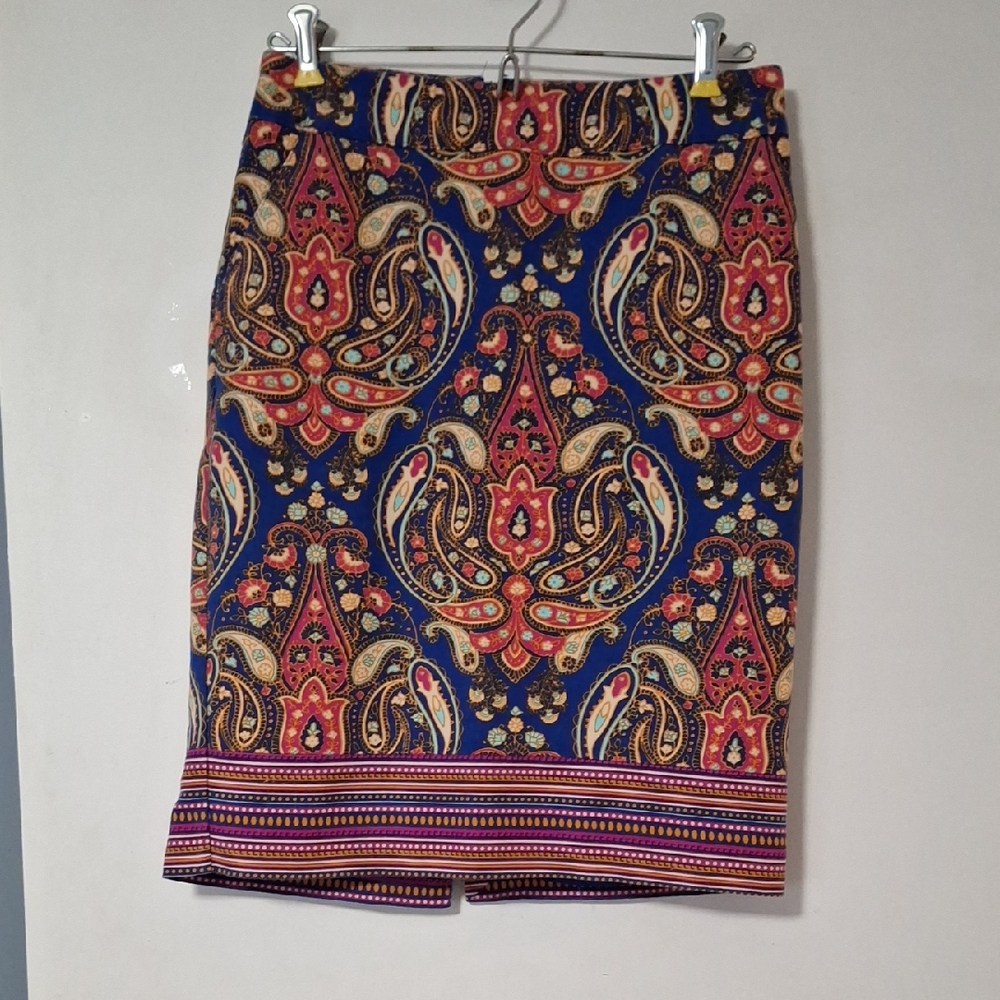 Merona Paisley Pencil Skirt in Blue and Red